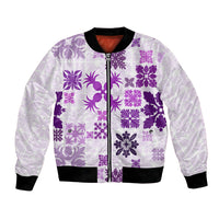 Vintage Hawaii Bomber Jacket Hawaiian Quilt Kapa Mismatch Purple LT7 - Wonder Print Shop