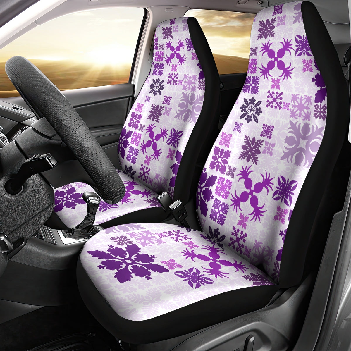 Vintage Hawaii Car Seat Cover Hawaiian Quilt Kapa Mismatch Purple LT7 - Wonder Print Shop