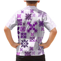 Vintage Hawaii Family Matching Mermaid Dress and Hawaiian Shirt Hawaiian Quilt Kapa Mismatch Purple LT7 - Wonder Print Shop