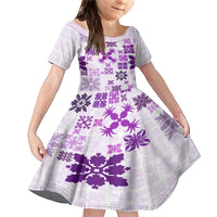 Vintage Hawaii Family Matching Mermaid Dress and Hawaiian Shirt Hawaiian Quilt Kapa Mismatch Purple LT7 - Wonder Print Shop