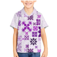 Vintage Hawaii Family Matching Mermaid Dress and Hawaiian Shirt Hawaiian Quilt Kapa Mismatch Purple LT7 - Wonder Print Shop