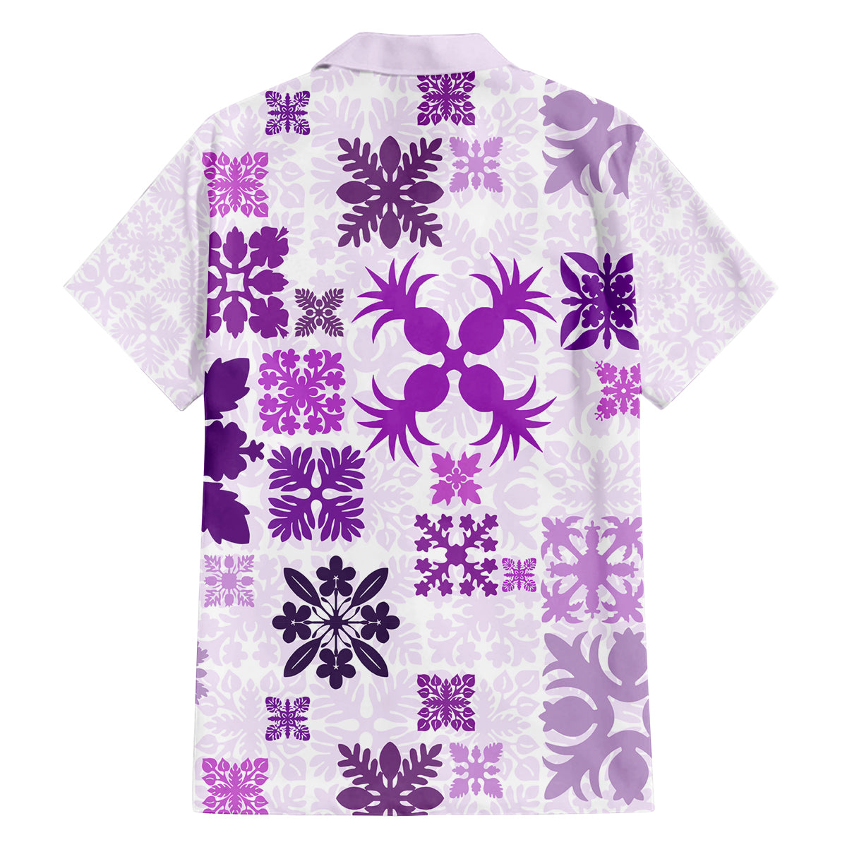 Vintage Hawaii Family Matching Off Shoulder Long Sleeve Dress and Hawaiian Shirt Hawaiian Quilt Kapa Mismatch Purple - Wonder Print Shop