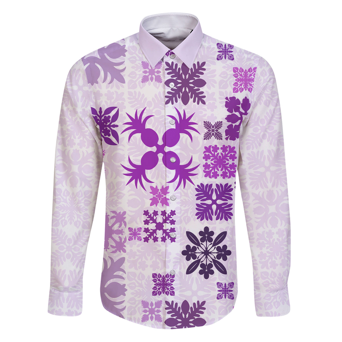 Vintage Hawaii Family Matching Puletasi Dress and Hawaiian Shirt Hawaiian Quilt Kapa Mismatch Purple - Wonder Print Shop