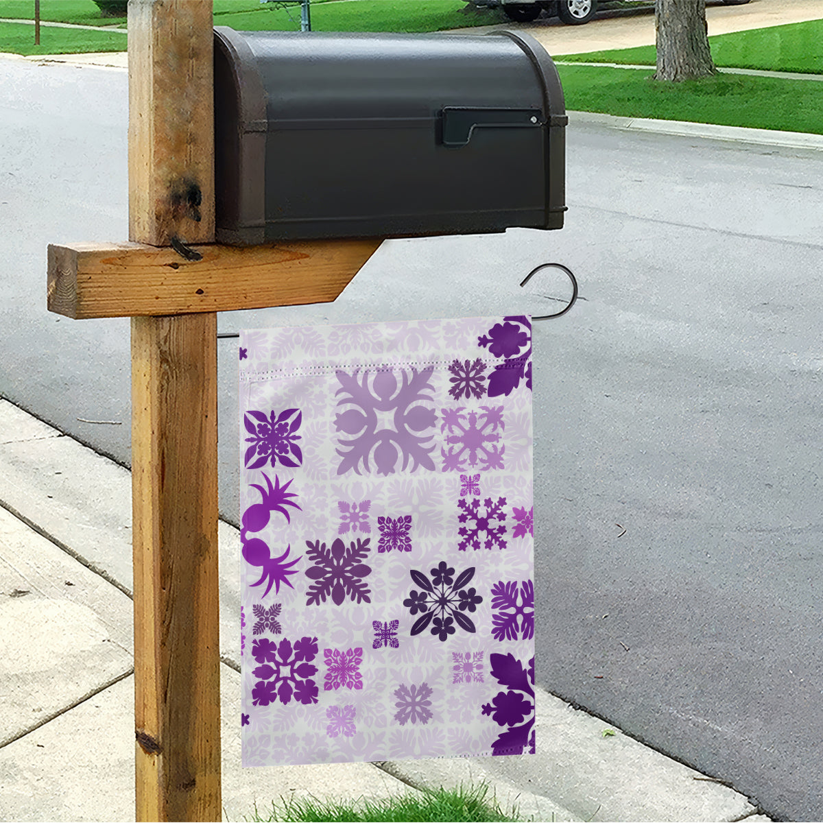 Vintage Hawaii Garden Flag Hawaiian Quilt Kapa Mismatch Purple - Wonder Print Shop