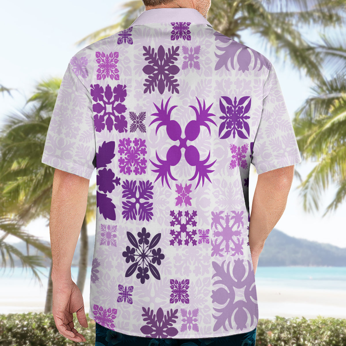 Vintage Hawaii Hawaiian Shirt Hawaiian Quilt Kapa Mismatch Purple - Wonder Print Shop