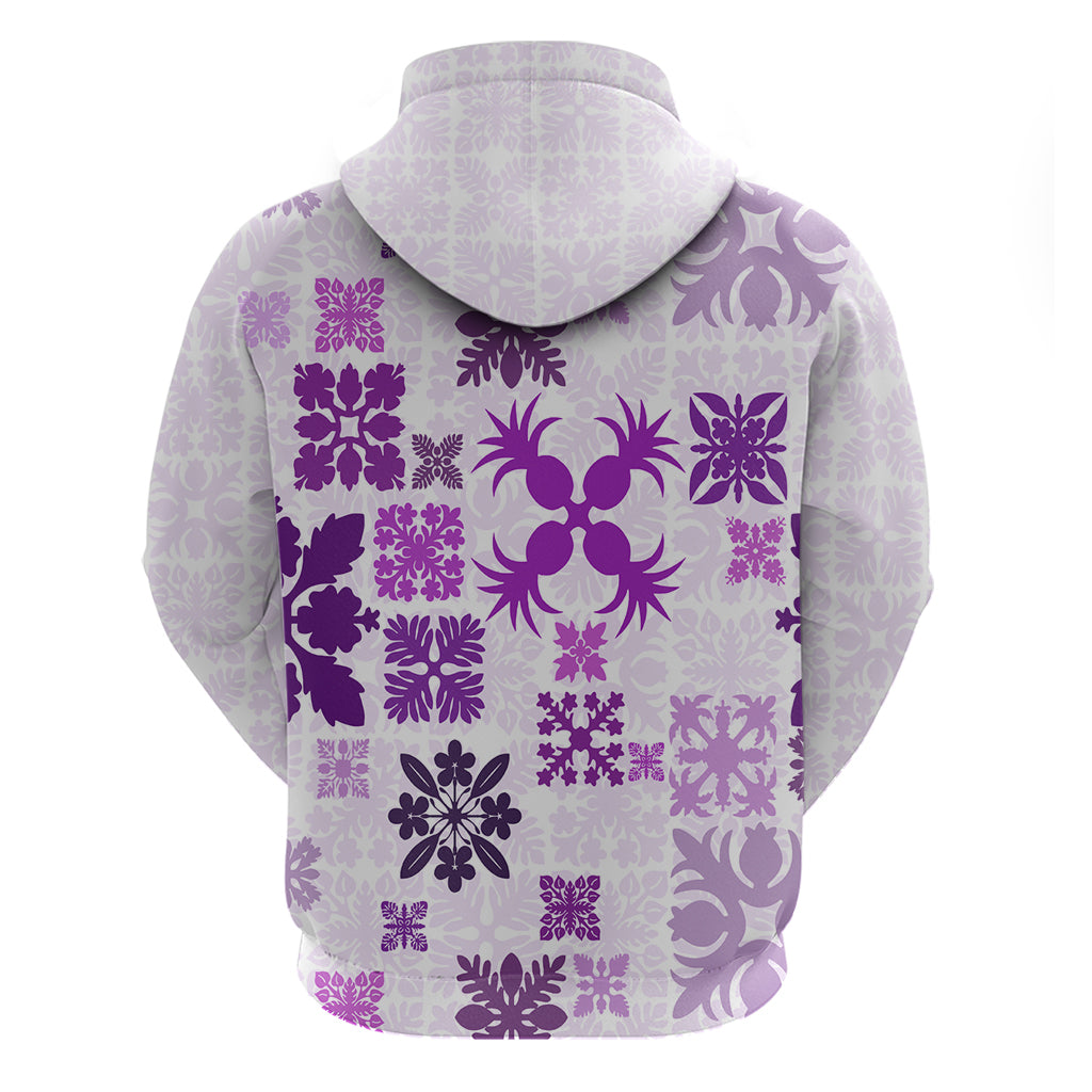 Vintage Hawaii Hoodie Hawaiian Quilt Kapa Mismatch Purple - Wonder Print Shop