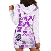 Vintage Hawaii Hoodie Dress Hawaiian Quilt Kapa Mismatch Purple - Wonder Print Shop
