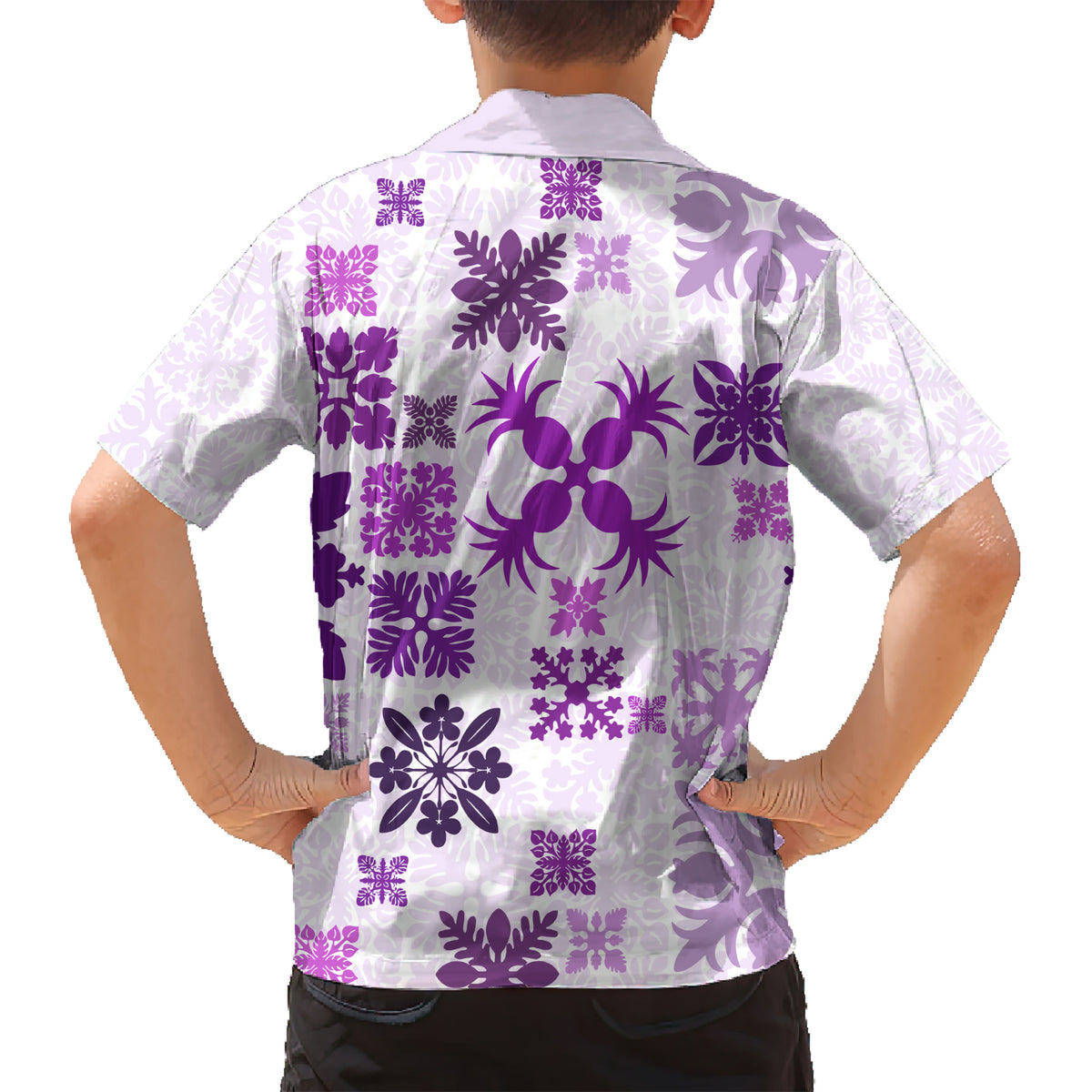 Vintage Hawaii Kid Hawaiian Shirt Hawaiian Quilt Kapa Mismatch Purple - Wonder Print Shop