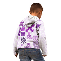 Vintage Hawaii Kid Hoodie Hawaiian Quilt Kapa Mismatch Purple - Wonder Print Shop