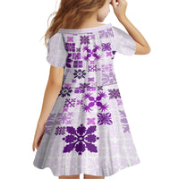 Vintage Hawaii Kid Short Sleeve Dress Hawaiian Quilt Kapa Mismatch Purple - Wonder Print Shop