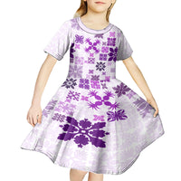 Vintage Hawaii Kid Short Sleeve Dress Hawaiian Quilt Kapa Mismatch Purple - Wonder Print Shop