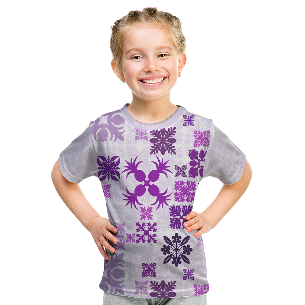Vintage Hawaii Kid T Shirt Hawaiian Quilt Kapa Mismatch Purple - Wonder Print Shop