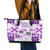 Vintage Hawaii Leather Tote Bag Hawaiian Quilt Kapa Mismatch Purple - Wonder Print Shop