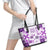 Vintage Hawaii Leather Tote Bag Hawaiian Quilt Kapa Mismatch Purple - Wonder Print Shop