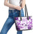 Vintage Hawaii Leather Tote Bag Hawaiian Quilt Kapa Mismatch Purple - Wonder Print Shop