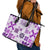Vintage Hawaii Leather Tote Bag Hawaiian Quilt Kapa Mismatch Purple - Wonder Print Shop