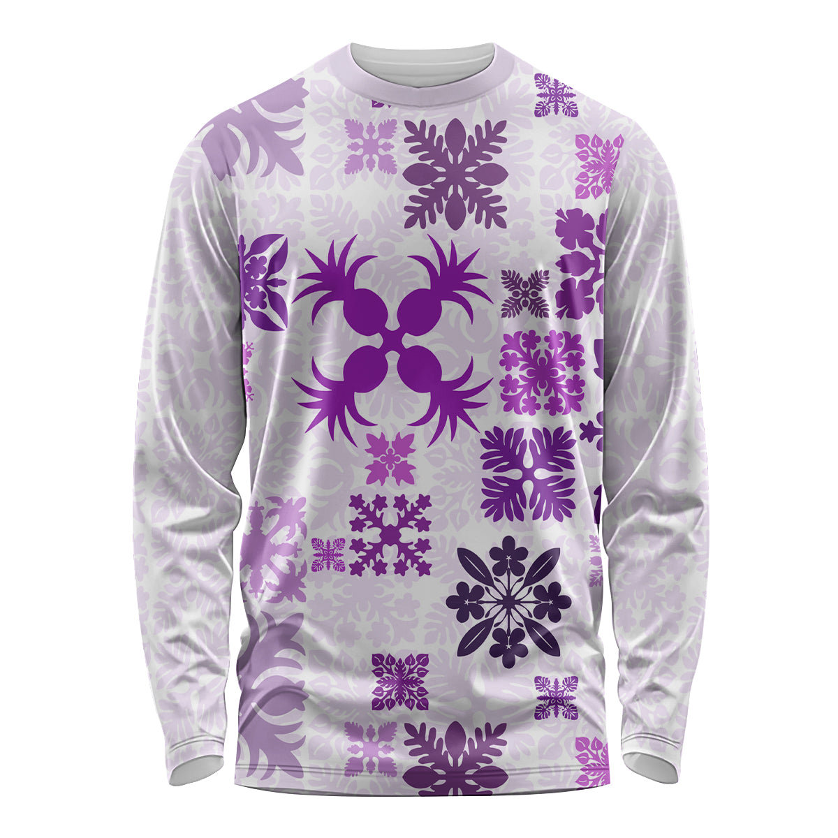 Vintage Hawaii Long Sleeve Shirt Hawaiian Quilt Kapa Mismatch Purple - Wonder Print Shop