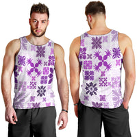 Vintage Hawaii Men Tank Top Hawaiian Quilt Kapa Mismatch Purple - Wonder Print Shop