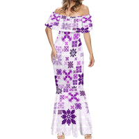 Vintage Hawaii Mermaid Dress Hawaiian Quilt Kapa Mismatch Purple - Wonder Print Shop