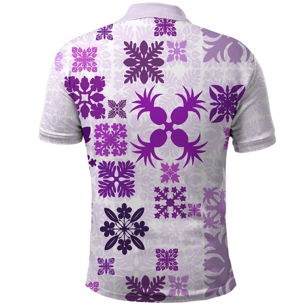 Vintage Hawaii Polo Shirt Hawaiian Quilt Kapa Mismatch Purple - Wonder Print Shop