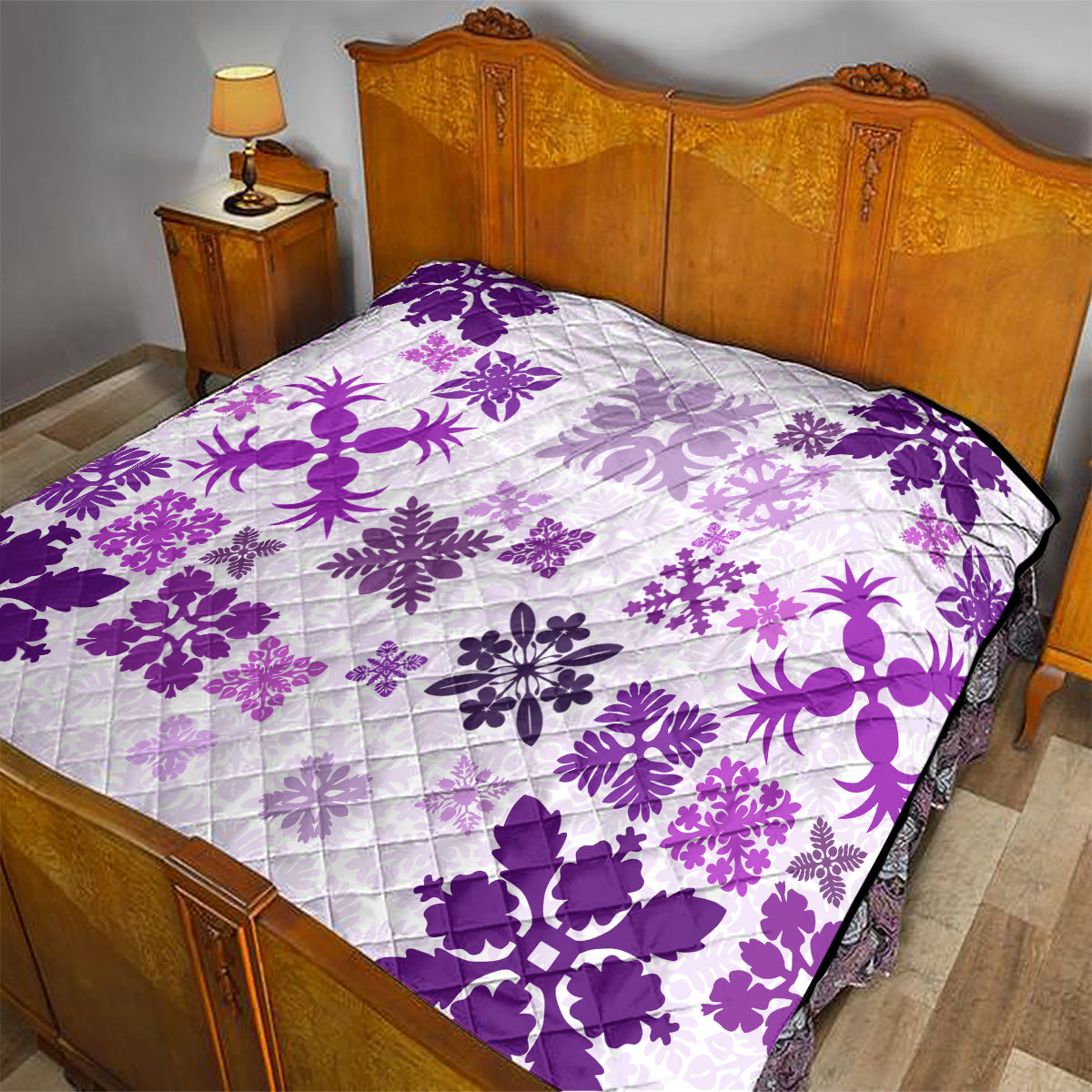 Vintage Hawaii Quilt Hawaiian Quilt Kapa Mismatch Purple - Wonder Print Shop