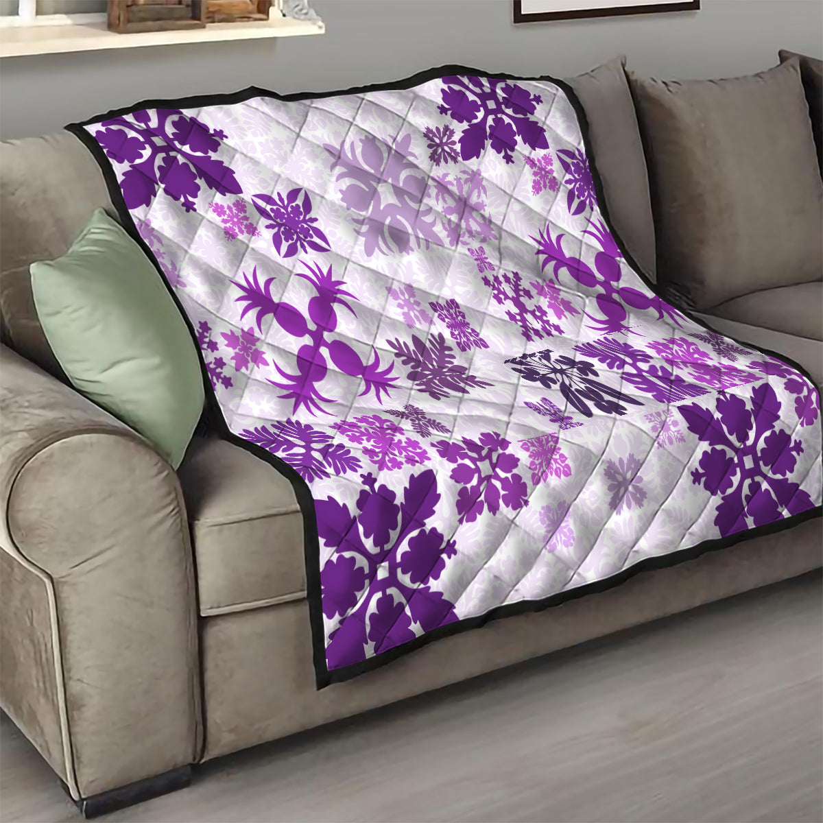 Vintage Hawaii Quilt Hawaiian Quilt Kapa Mismatch Purple - Wonder Print Shop