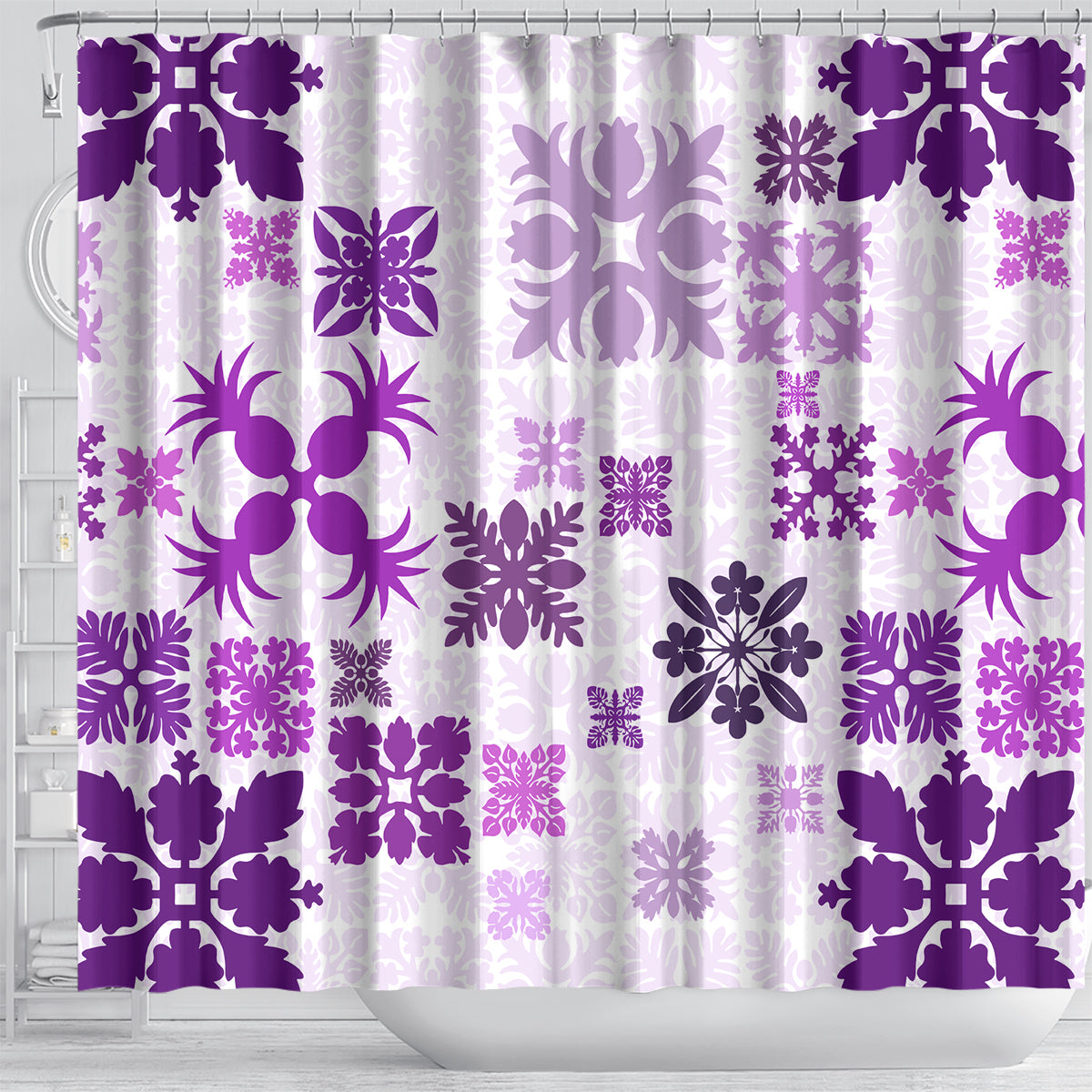 vintage-hawaii-shower-curtain-hawaiian-quilt-kapa-mismatch-purple