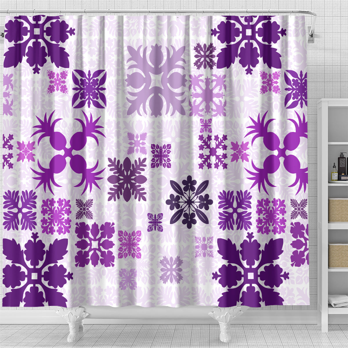 vintage-hawaii-shower-curtain-hawaiian-quilt-kapa-mismatch-purple