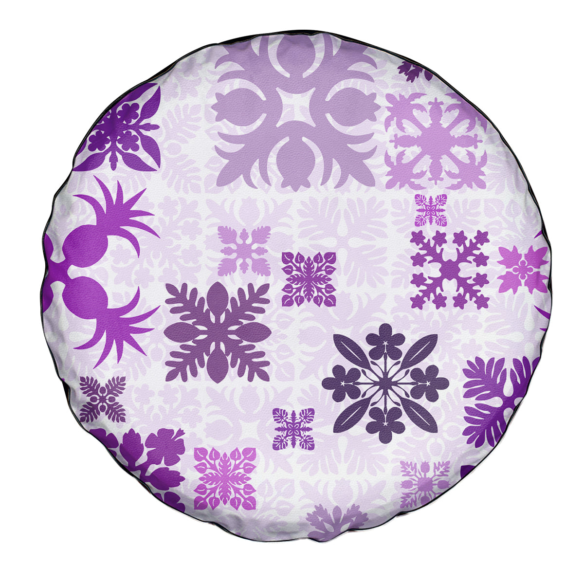Vintage Hawaii Spare Tire Cover Hawaiian Quilt Kapa Mismatch Purple - Wonder Print Shop