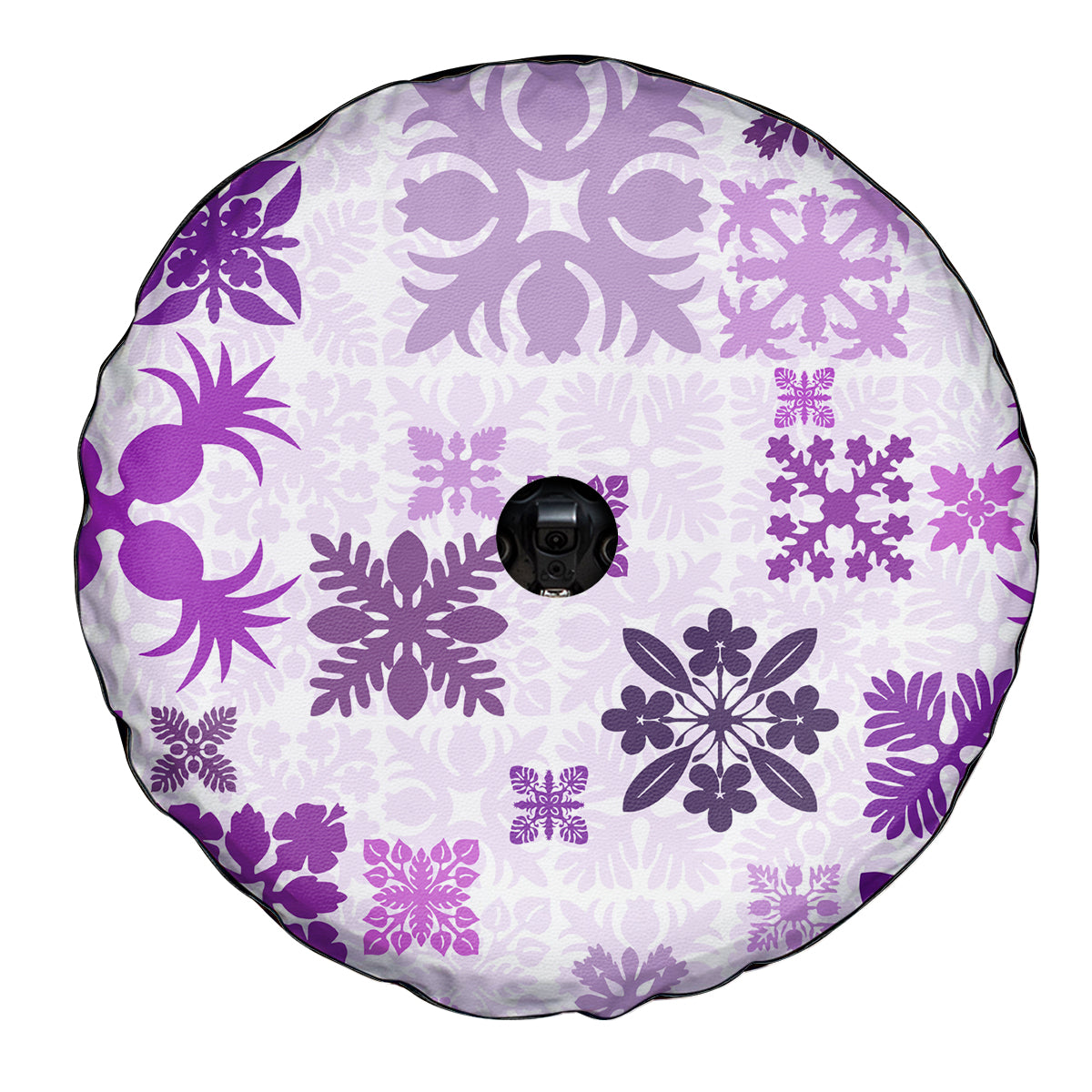 Vintage Hawaii Spare Tire Cover Hawaiian Quilt Kapa Mismatch Purple - Wonder Print Shop