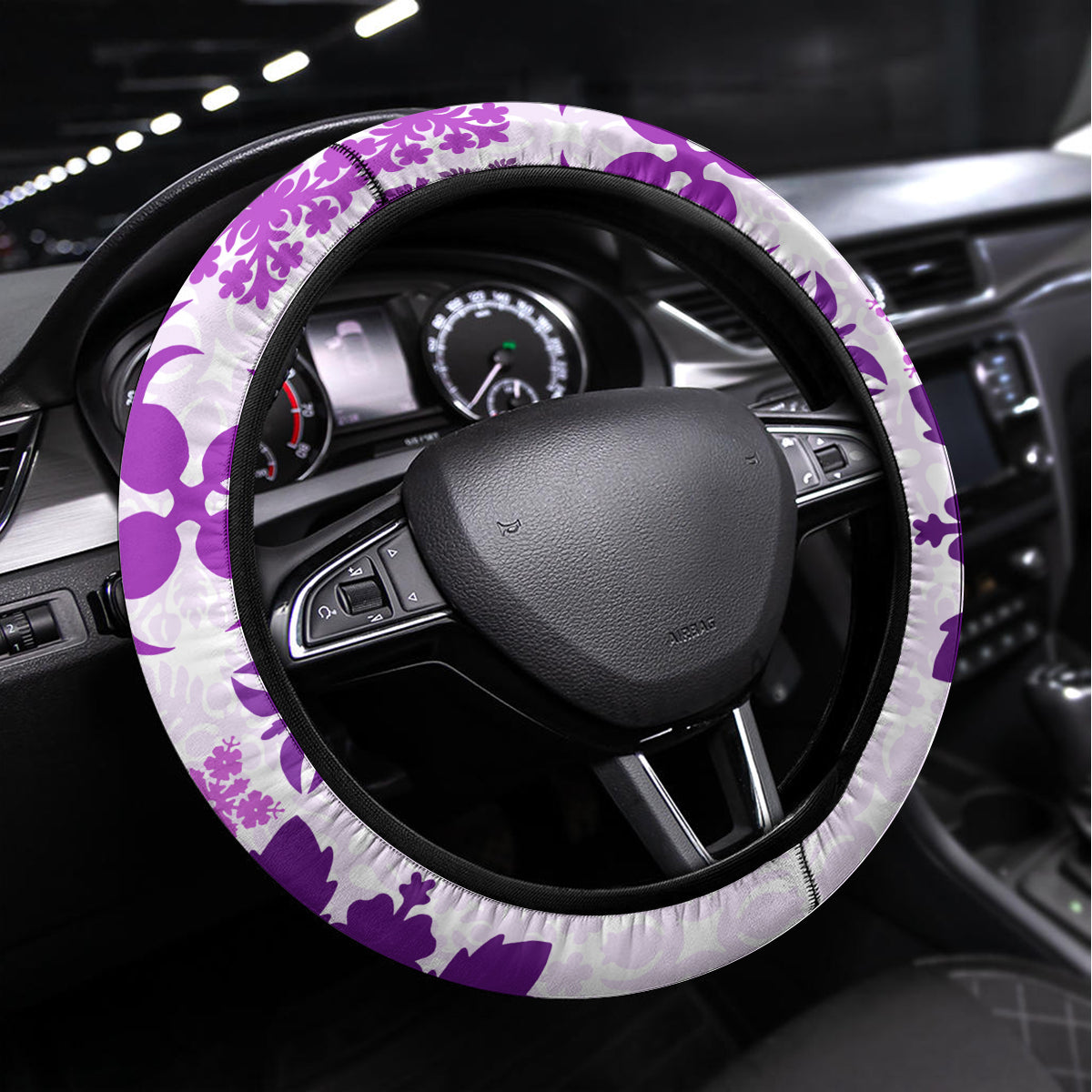 Vintage Hawaii Steering Wheel Cover Hawaiian Quilt Kapa Mismatch Purple - Wonder Print Shop