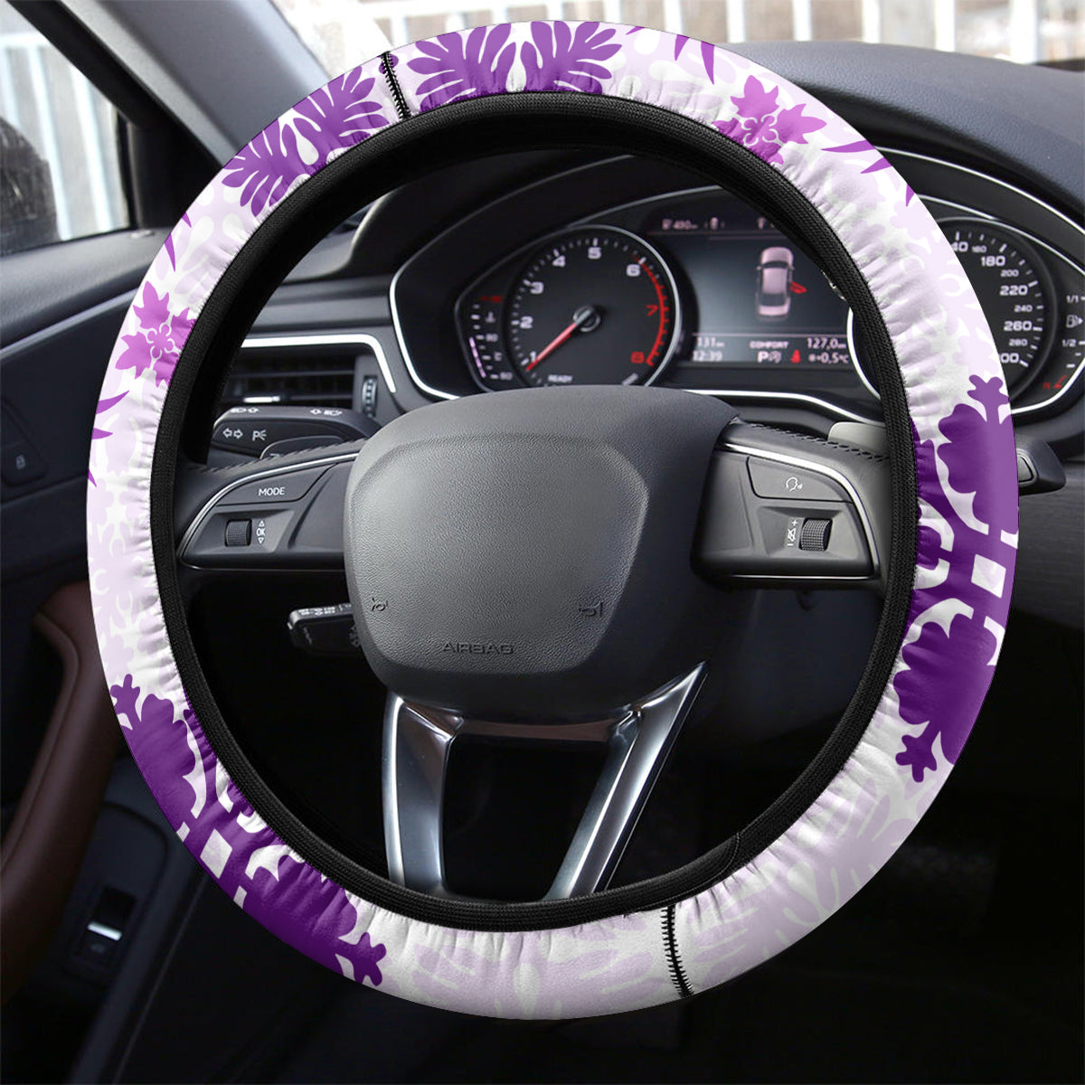 Vintage Hawaii Steering Wheel Cover Hawaiian Quilt Kapa Mismatch Purple - Wonder Print Shop