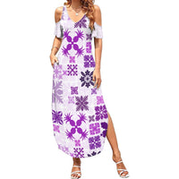Vintage Hawaii Summer Maxi Dress Hawaiian Quilt Kapa Mismatch Purple - Wonder Print Shop