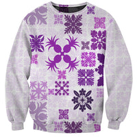 Vintage Hawaii Sweatshirt Hawaiian Quilt Kapa Mismatch Purple - Wonder Print Shop