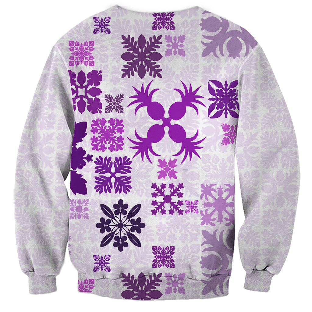 Vintage Hawaii Sweatshirt Hawaiian Quilt Kapa Mismatch Purple - Wonder Print Shop