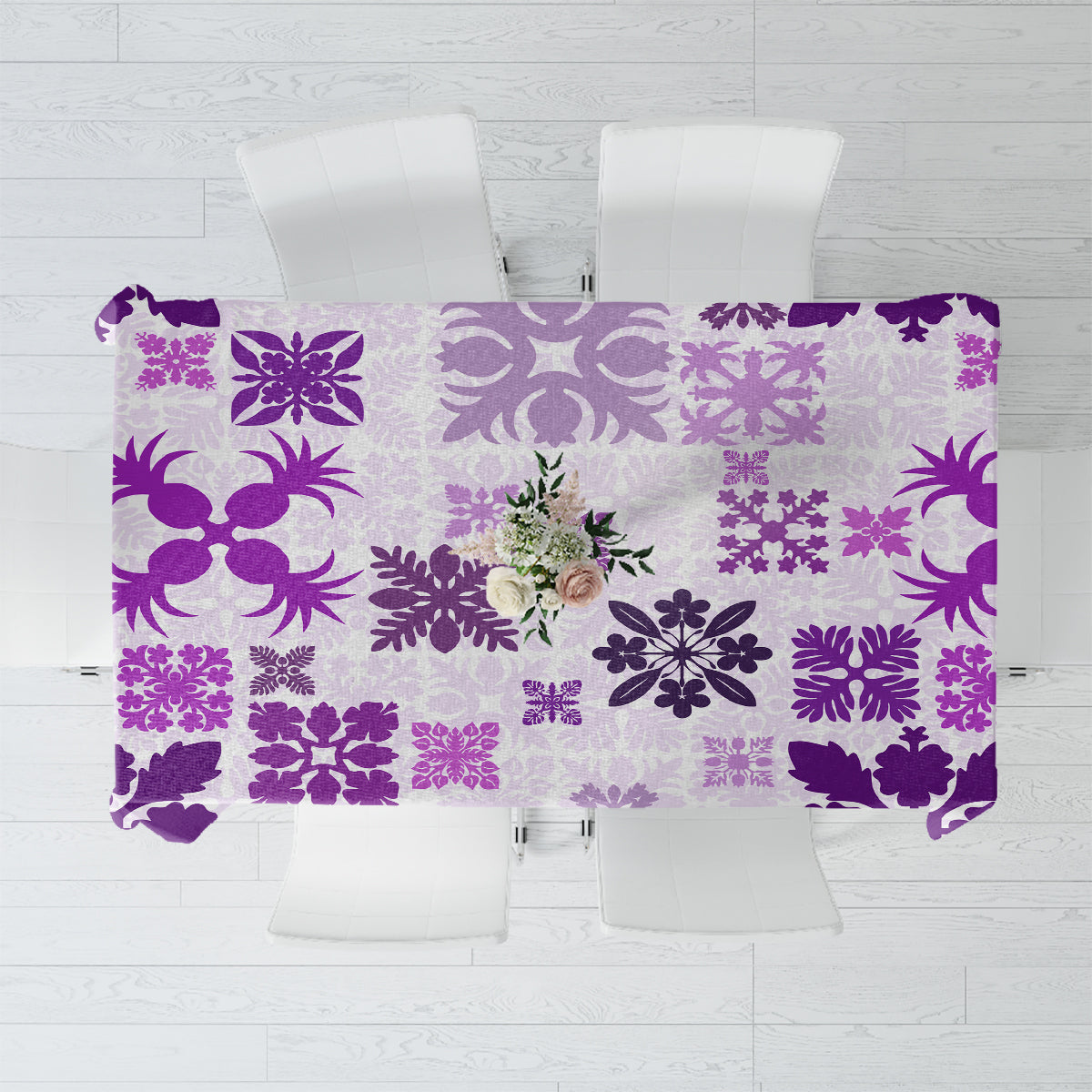 Vintage Hawaii Tablecloth Hawaiian Quilt Kapa Mismatch Purple - Wonder Print Shop