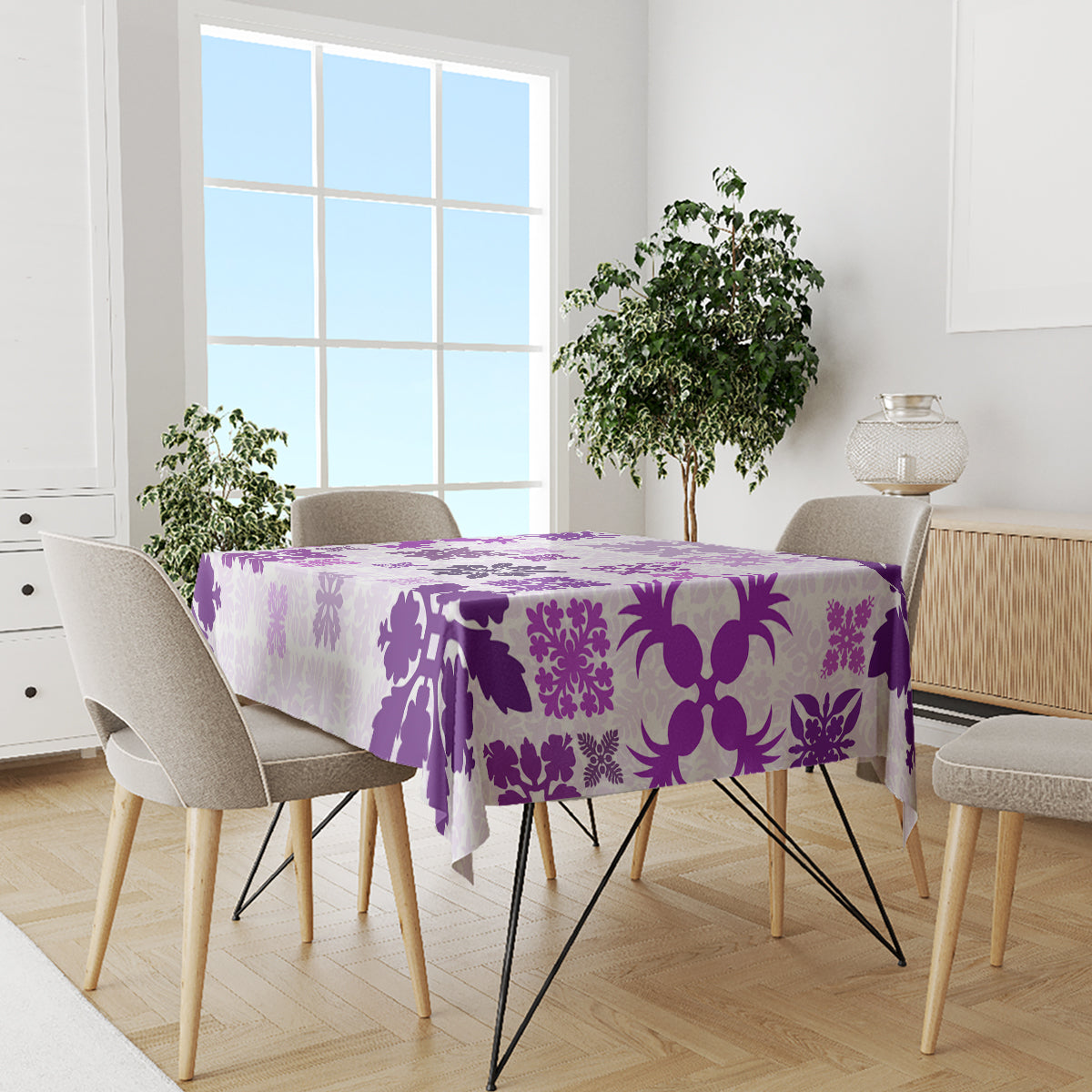 Vintage Hawaii Tablecloth Hawaiian Quilt Kapa Mismatch Purple - Wonder Print Shop