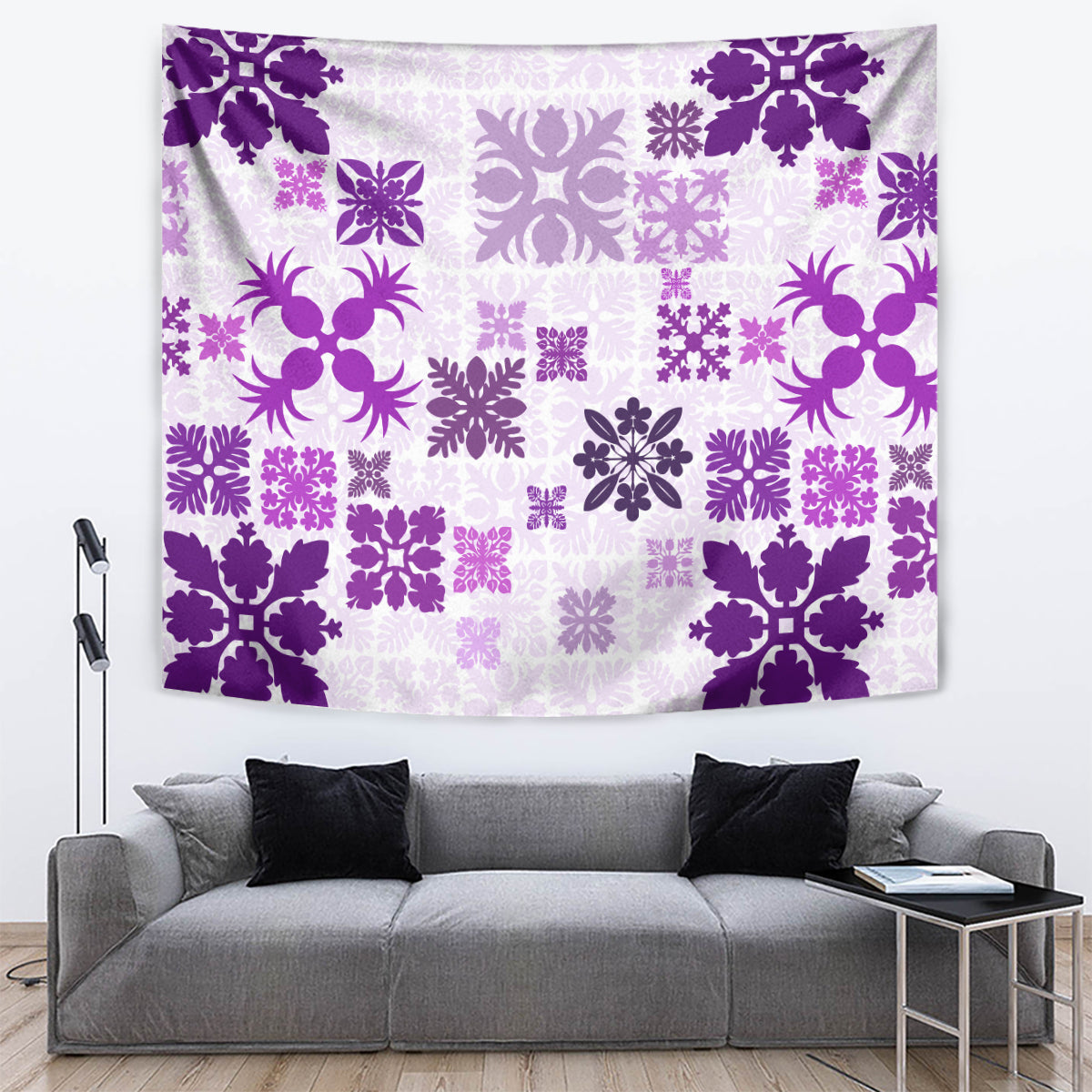 Vintage Hawaii Tapestry Hawaiian Quilt Kapa Mismatch Purple - Wonder Print Shop