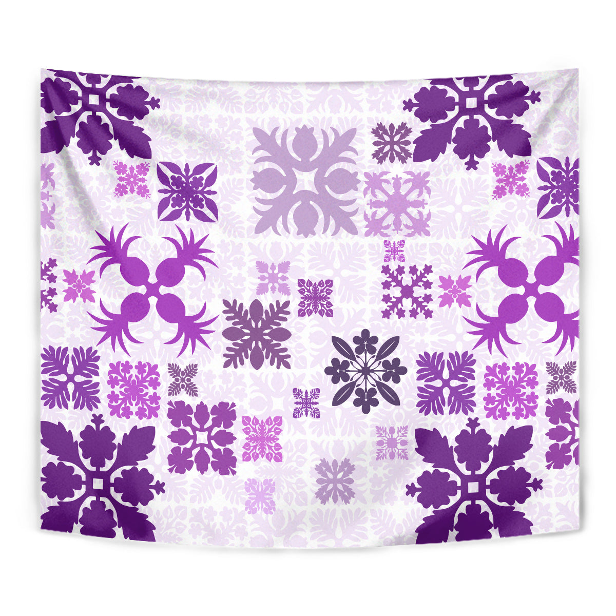 Vintage Hawaii Tapestry Hawaiian Quilt Kapa Mismatch Purple - Wonder Print Shop
