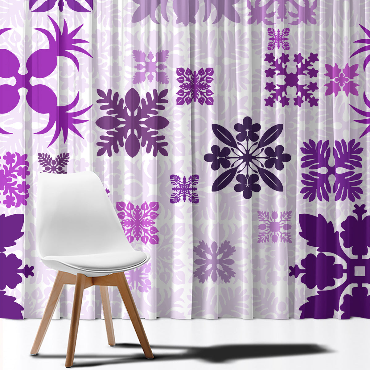 Vintage Hawaii Window Curtain Hawaiian Quilt Kapa Mismatch Purple - Wonder Print Shop
