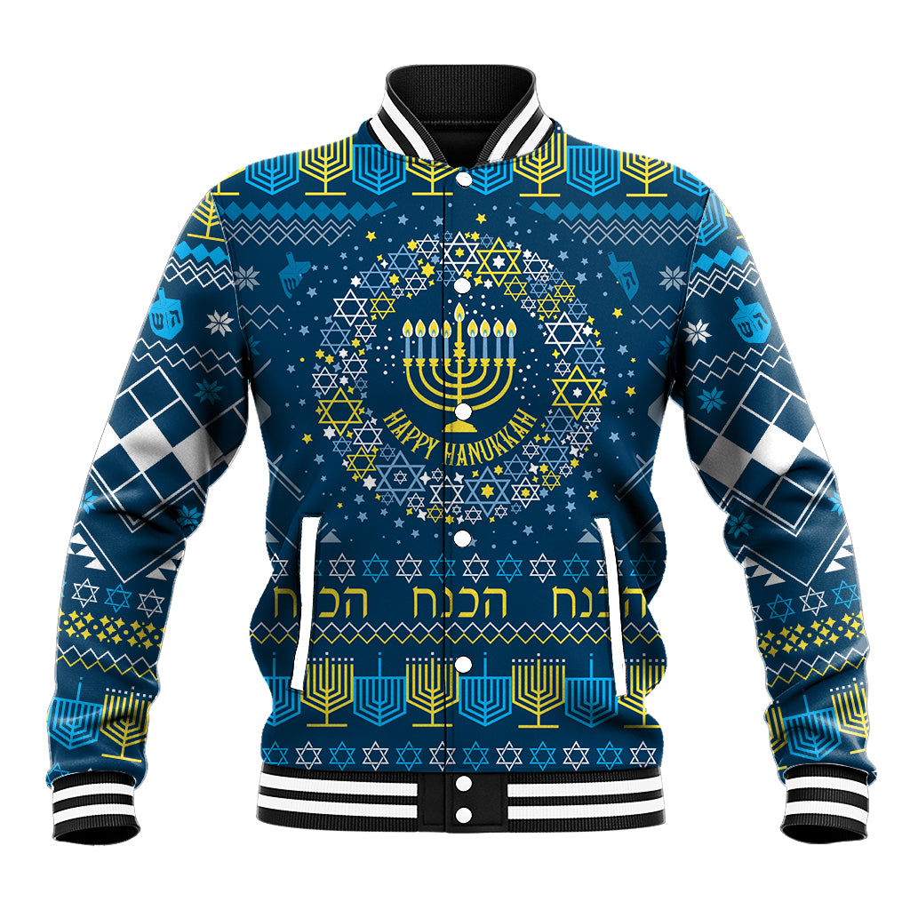 Happy Hanukkah Baseball Jacket Love and Lights Menorah LT7 - Wonder Print Shop