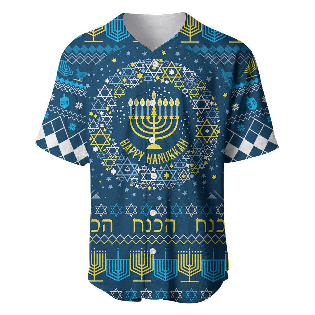 Happy Hanukkah Baseball Jersey Love and Lights Menorah LT7 - Wonder Print Shop
