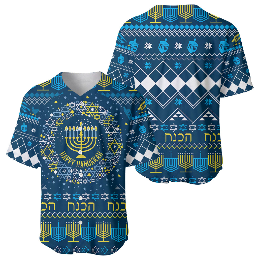 Happy Hanukkah Baseball Jersey Love and Lights Menorah LT7 - Wonder Print Shop