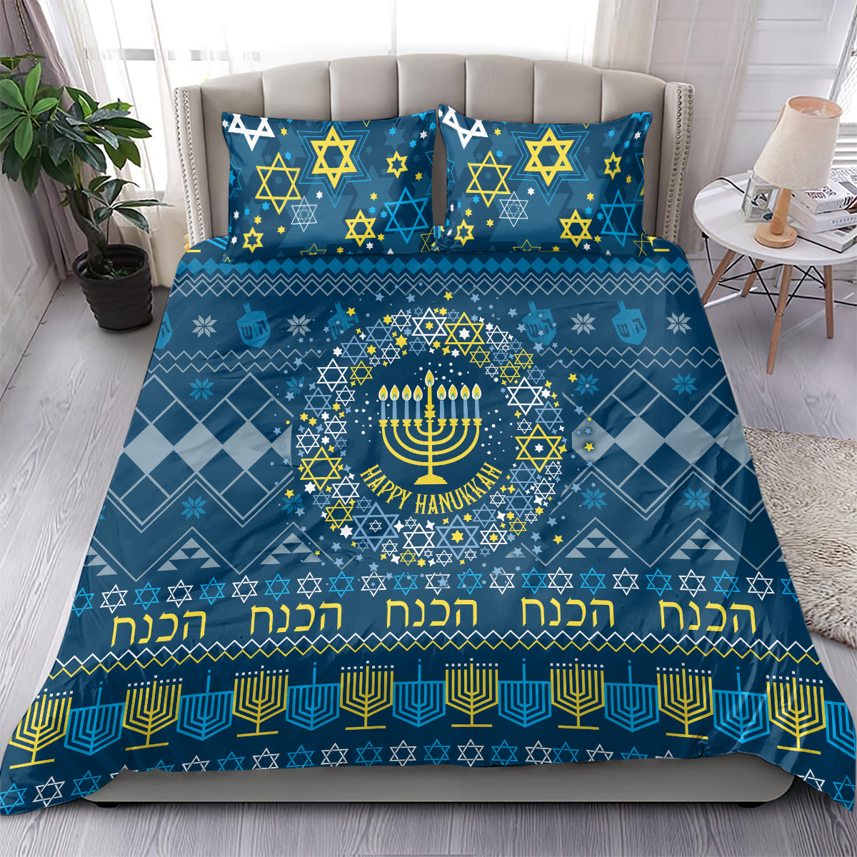 Happy Hanukkah Bedding Set Love and Lights Menorah LT7 - Wonder Print Shop