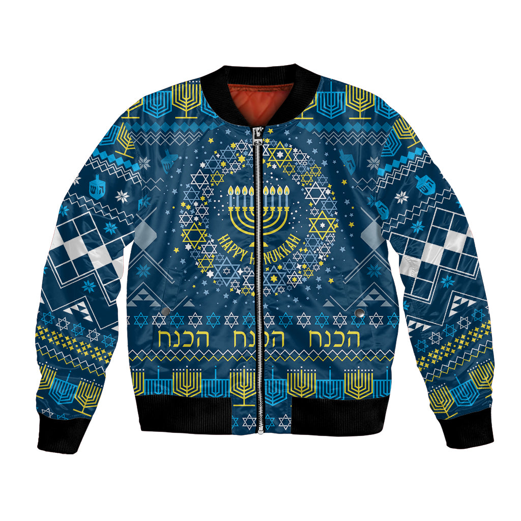 Happy Hanukkah Bomber Jacket Love and Lights Menorah LT7 - Wonder Print Shop