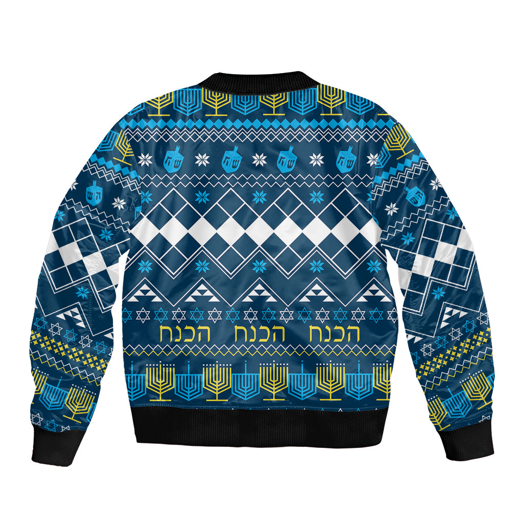 Happy Hanukkah Bomber Jacket Love and Lights Menorah LT7 - Wonder Print Shop