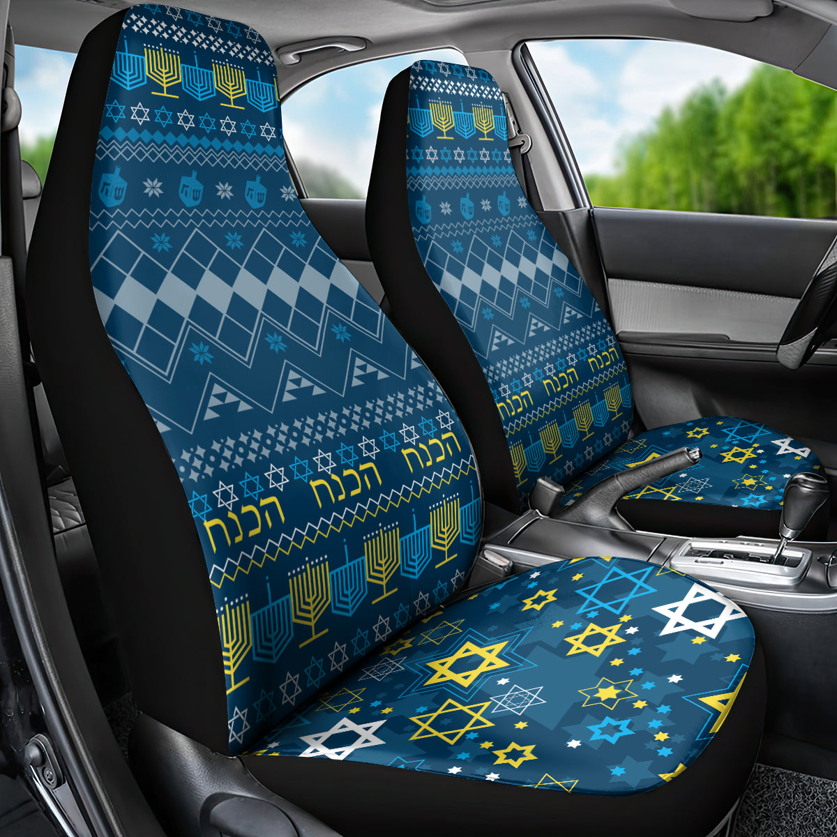 Happy Hanukkah Car Seat Cover Love and Lights Menorah LT7 - Wonder Print Shop