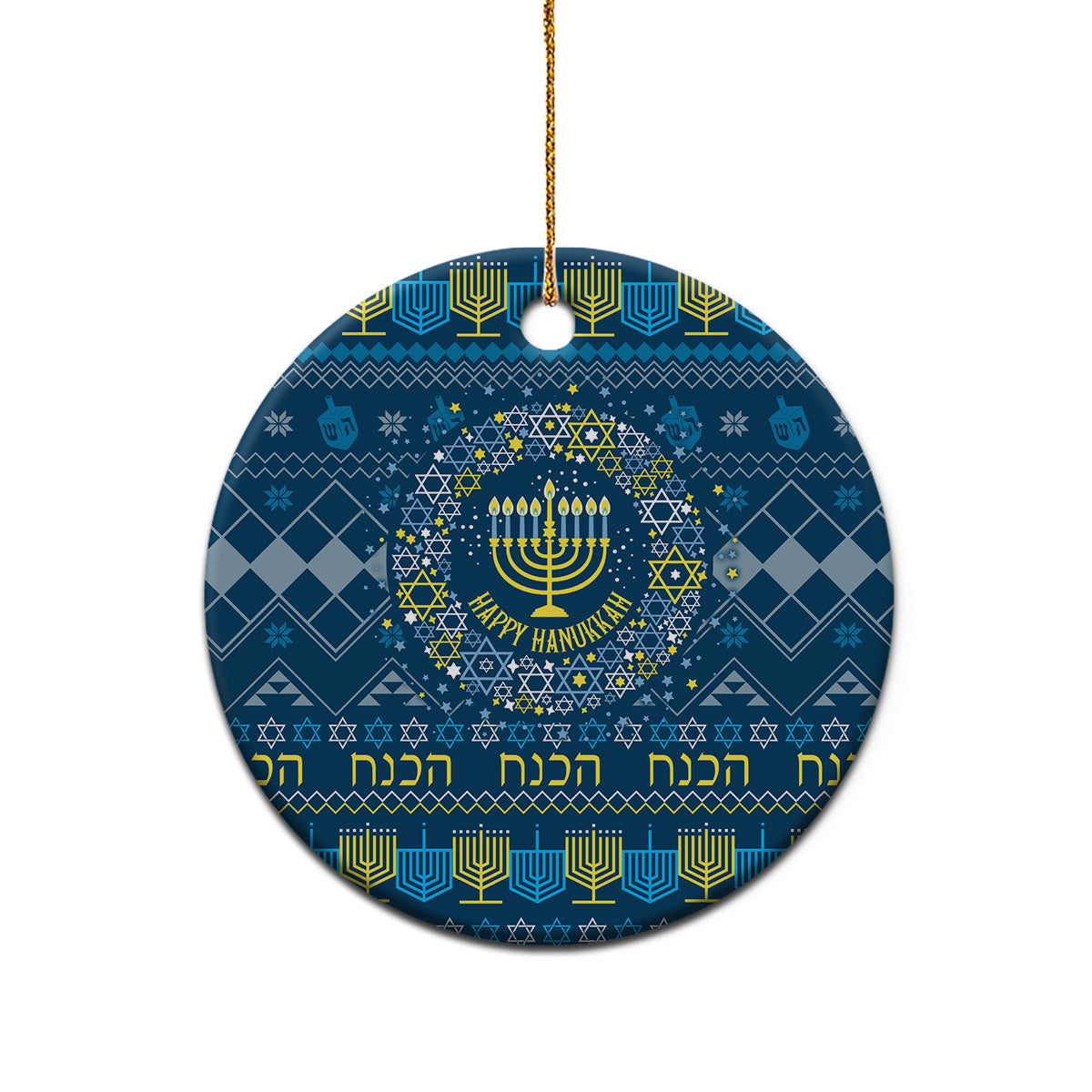 Happy Hanukkah Ceramic Ornament Love and Lights Menorah LT7 - Wonder Print Shop