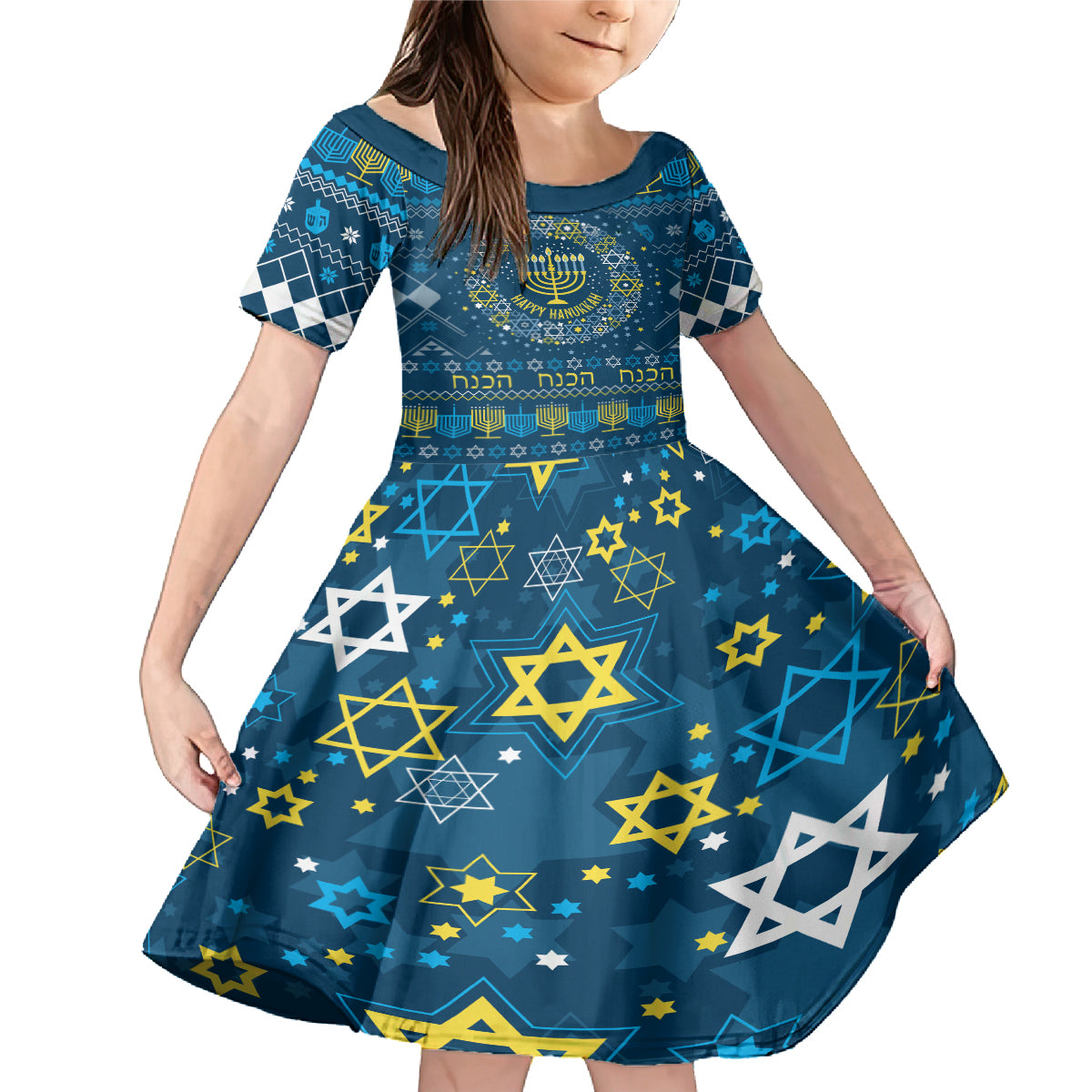 Happy Hanukkah Family Matching Mermaid Dress and Hawaiian Shirt Love and Lights Menorah LT7 - Wonder Print Shop
