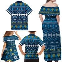 Happy Hanukkah Family Matching Off Shoulder Maxi Dress and Hawaiian Shirt Love and Lights Menorah LT7 - Wonder Print Shop